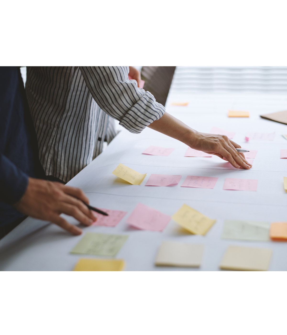 Strategic planning session with sticky notes