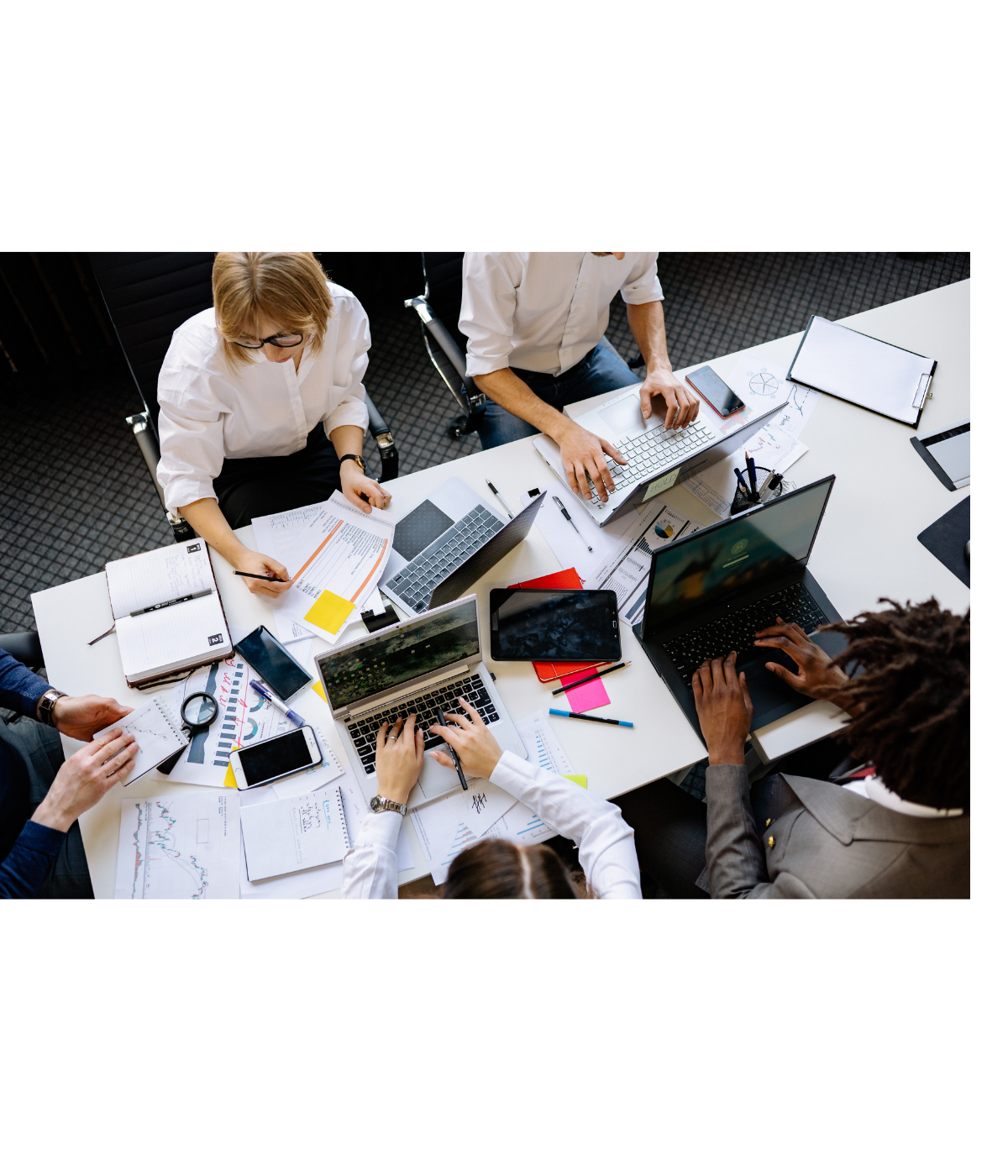 Team collaborating in modern office
